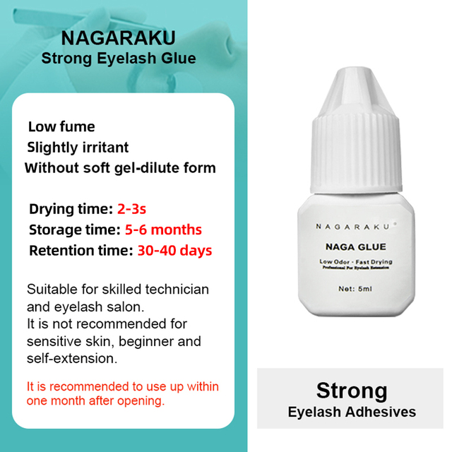 NAGARAKU Eyelash Extension Adhesive Glue Strong Fast No Irritation Mega Volume Lashes Hold Ultra Bonding Long Retain Fast Dry