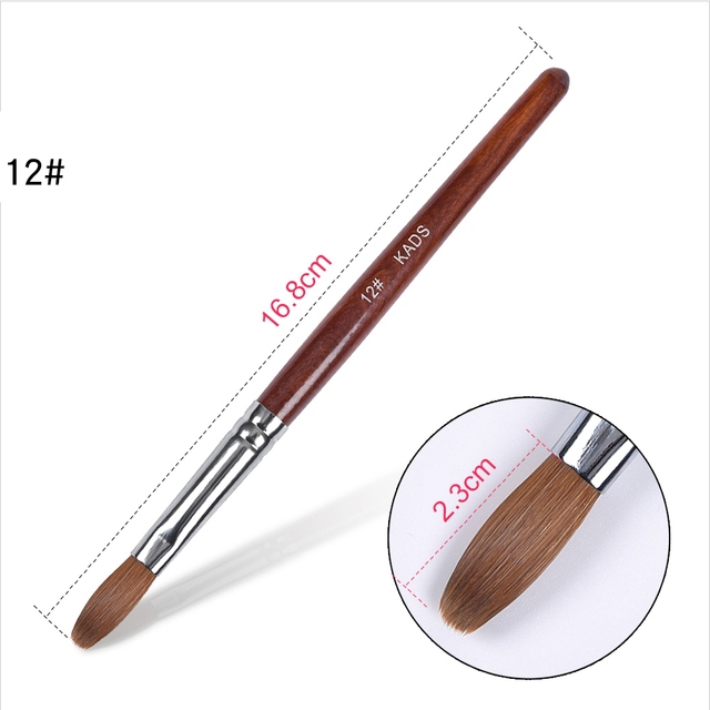 1pc Kolinsky Sable Acrylic Brush UV Gel Carving Brush Pen Liquid Powder DIY Nail Drawing Flat Round Red Wood Nail Art Brush