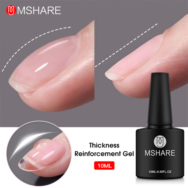 MSHARE Strengthening Gel Self Leveling Builder Nail Apex and C-Curve Builder Reinforcement Alignment Base Top Soak Off 10ml in Bottle