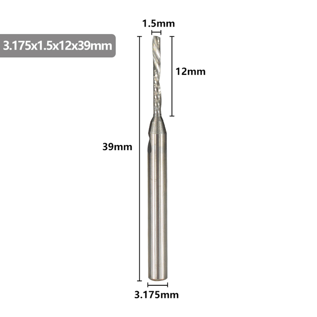 XCAN - Single Carbide Cutting Machine, 3.175mm (1/8"), CNC Router, 1-3.175mm Diameter, for Aluminum Cutting