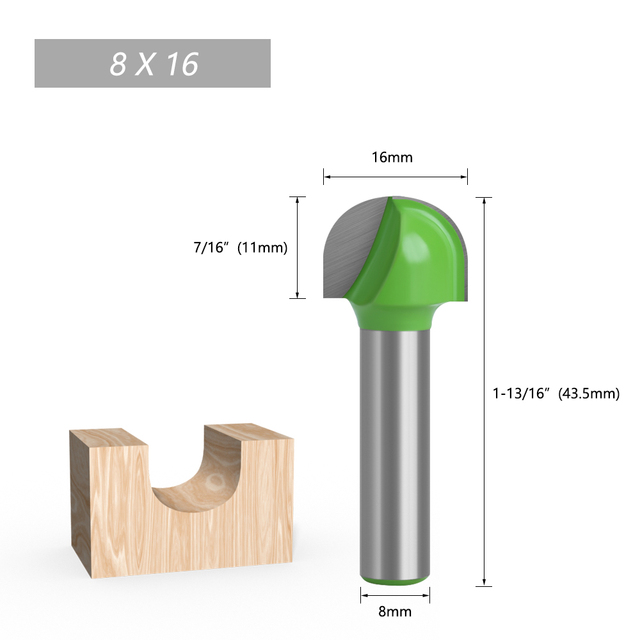 LA VIE 1pc 8mm Shank Ball Nose End Mill Round Nose Cove CNC Milling Bit Radius Core Box Solid Carbide Router Bits Tools