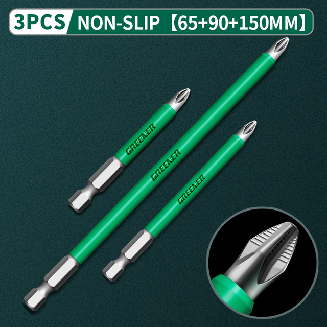 Greener Anti Slip Magnetic Impulse Head Cross High Hardness Hand Drill Bit Screw Electric Screwdriver Set 25 50 65 70 90 150mm PH2