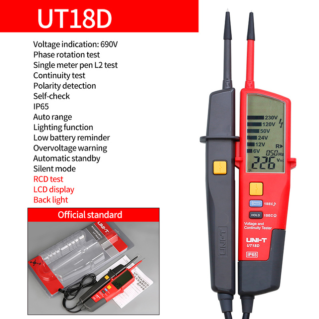 UNI-T UT18A التلقائي المدى الفولتميتر الفولتميتر الرقمي الجهد اقلام الفحص مع مؤشر LED UT18B UT18C UT18D