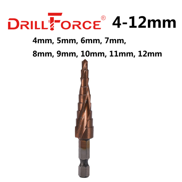 Drillforce M35 5% الكوبالت خطوة مثقاب الخشب HSSCO مخروط أداة معدنية ثقب القاطع 3-12/3-14/4-12/4-20/4-22/4-25/4-32/5-21/5-27/6-24 مللي متر