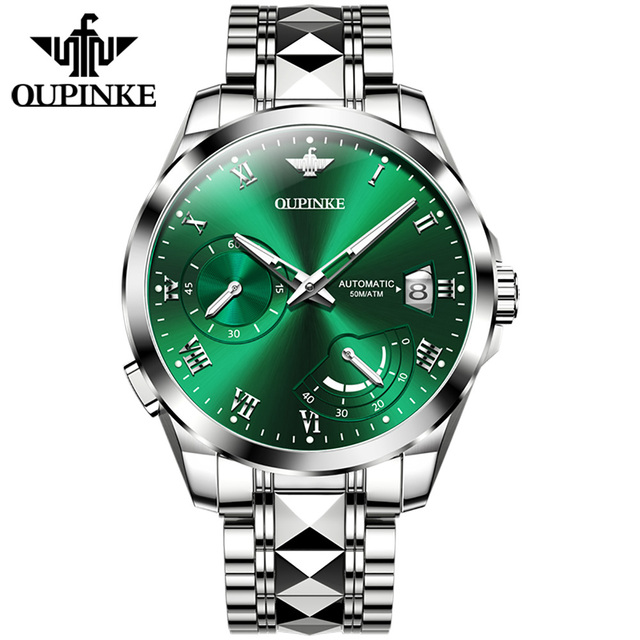 OUPINKE Top Brand Automatic Mechanical Movement Men's Watch Waterproof Tungsten Steel Strap Fashion Simple Men's Watch