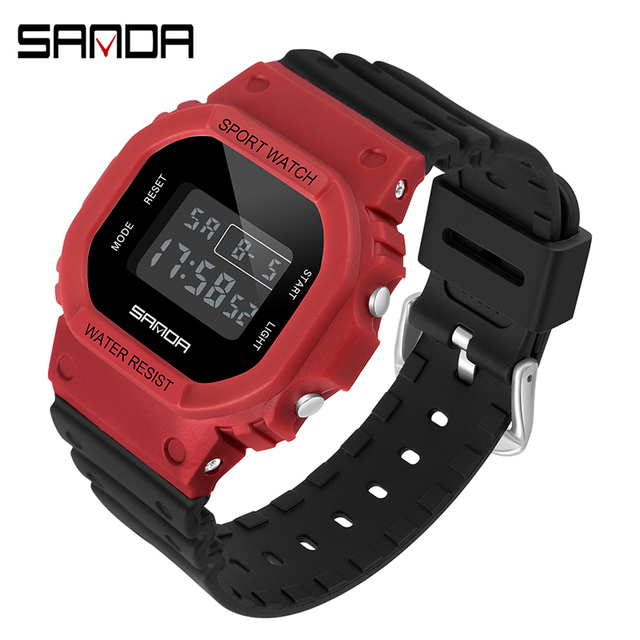 SANDA Fashion Simple Sports Watch Women Casual Military Watches Alarm Clock Shock Resistant Waterproof Digital Watches Female 293