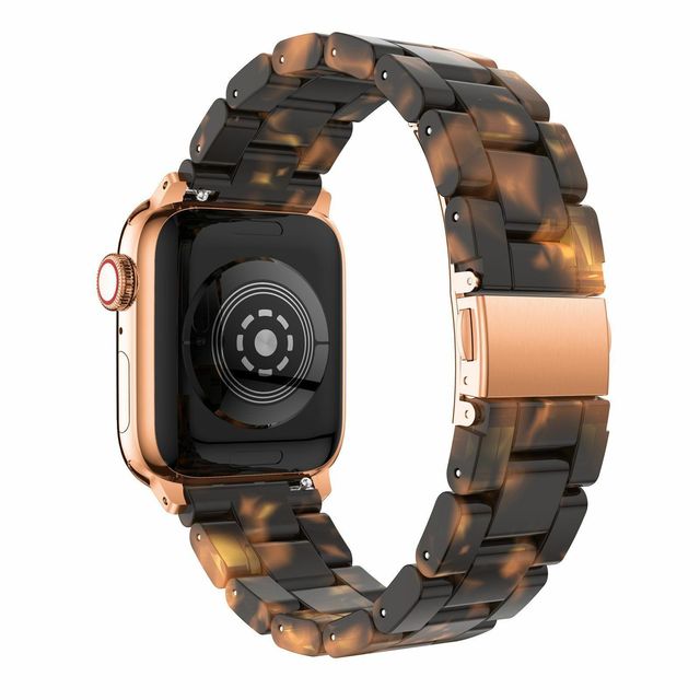 Replacement Resin Tortoise Shell Lines Watch Strap Bracelet For Apple Watch Series 5/4/3/2/1 42mm 44mm 38 and 40mm Leopard Print