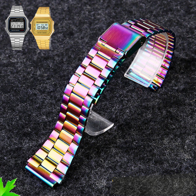 fine steel watchband for casio steel wristband a158/a159/a168/a169/b650/aq230/700 small gold chain watch 18mm wristband