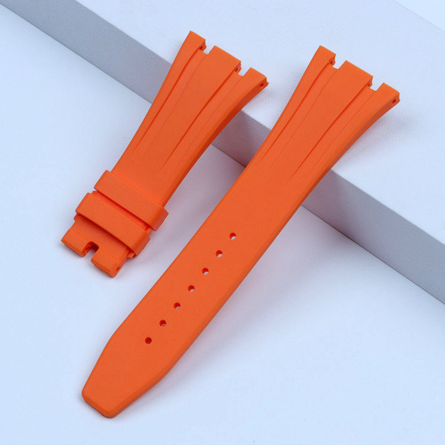 26mm soft black white green yellow orange gray blue red silicone rubber watch strap bracelet for AP royal oak watchband