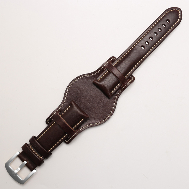 Genuine Leather Bracelet 18mm 20mm 21mm 22mm Watch Strap Man Watchband With Mat Wrist Band Handmade Leather Bracelet