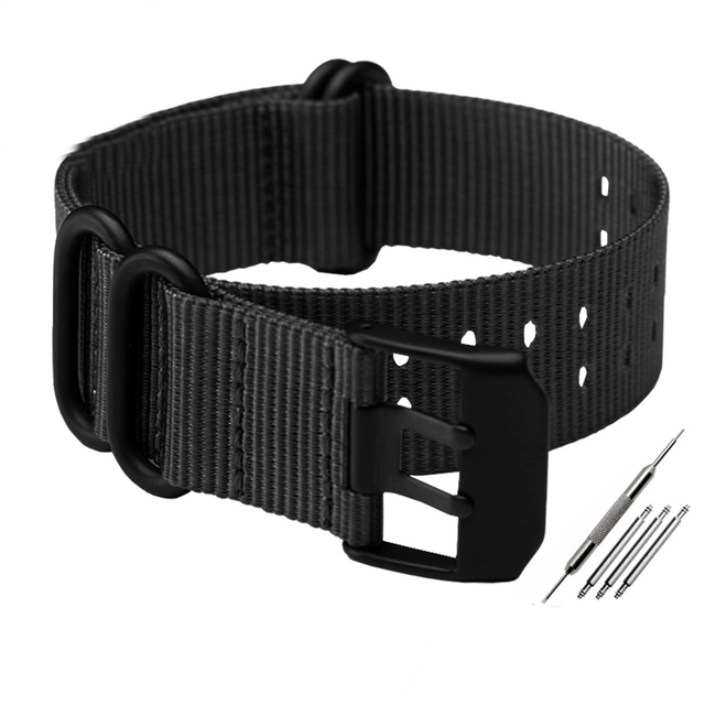 Nylon men's watch strap, 22mm and 23mm, waterproof, sport, luminox, NATO strap, black, trendy