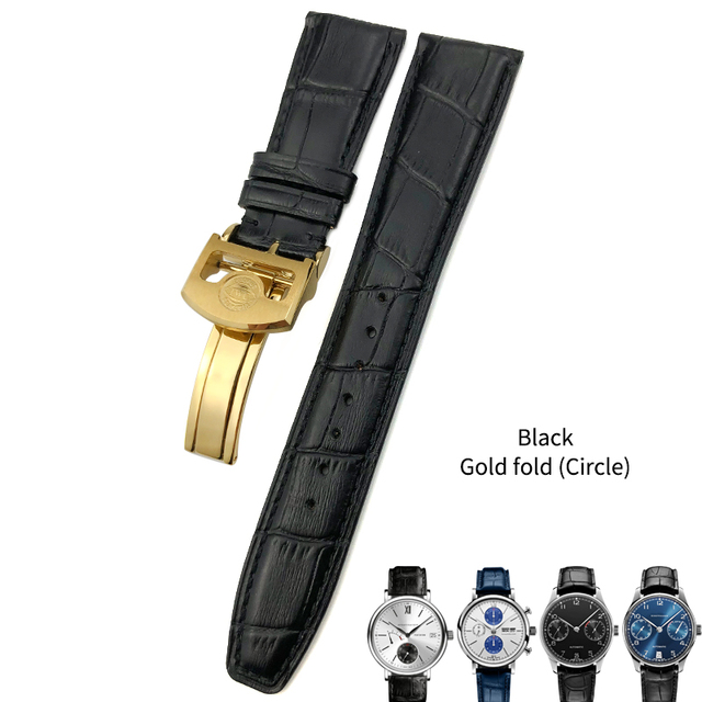 Cowhide watch strap 20mm 21mm 22mm,replacement for Portuguese IWC,Porotfino,Family piloto,folding buckle