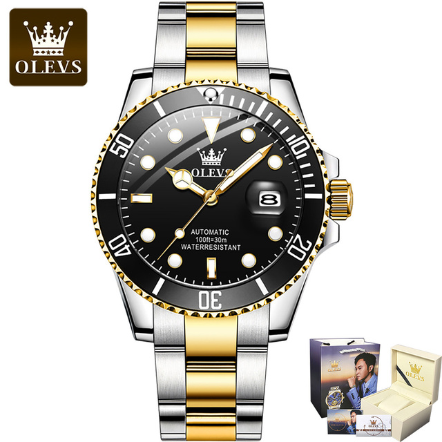 OLEVS Stainless Steel Strap Submarine Full Automatic Men's Watch Waterproof Business Automatic Mechanical Men's Wristwatch