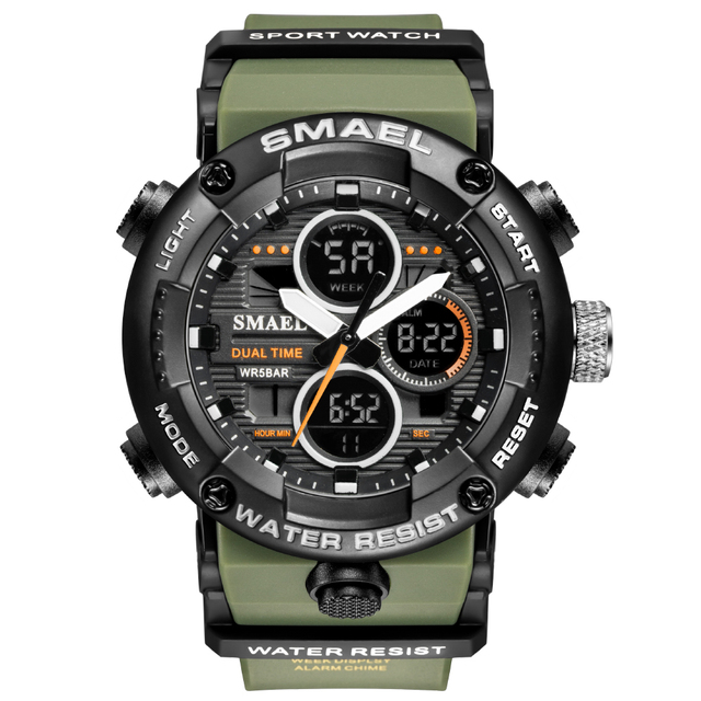 SMAEL sport watch men waterproof LED digital watches stopwatch big dial watch for male 8038 relogio masculino men quartz watches