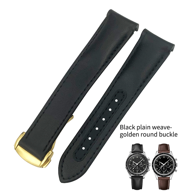 Curved End Real Cow Leather Watchband 20mm 19mm 21mm Fit For Omega Aqua Terra AT150 Seamaster Diver 300M Soft Watch Strap