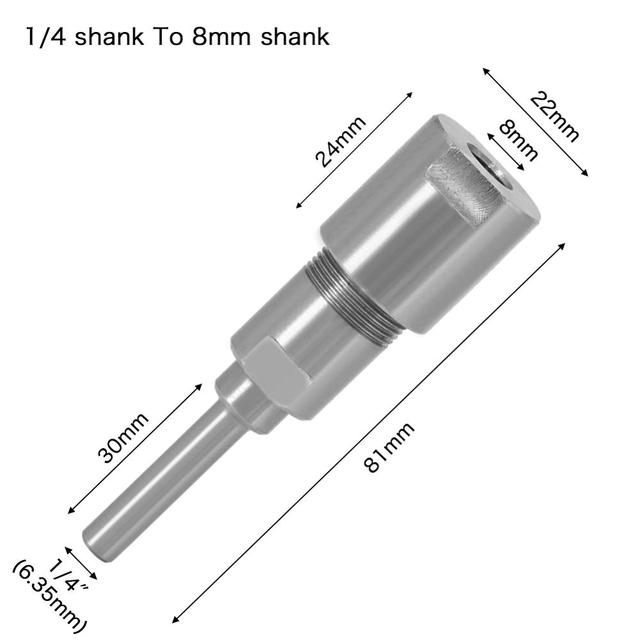 Binoax Router Bit Extension Rod Collet Drilling Machine Extension Milling Wood Cutting Machine 1/4(1/2) Inch 6/8/12mm Shank