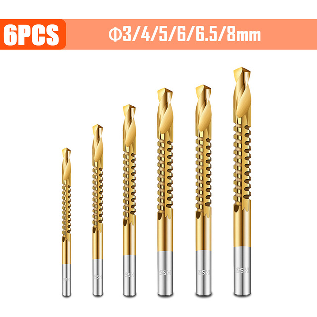 3/4/5/6pcs Cobalt Drill Bit Spiral Screw Metric Composite Tap Drill Bits Drill Polishing Woodworking HSS Twist Drilling Tools