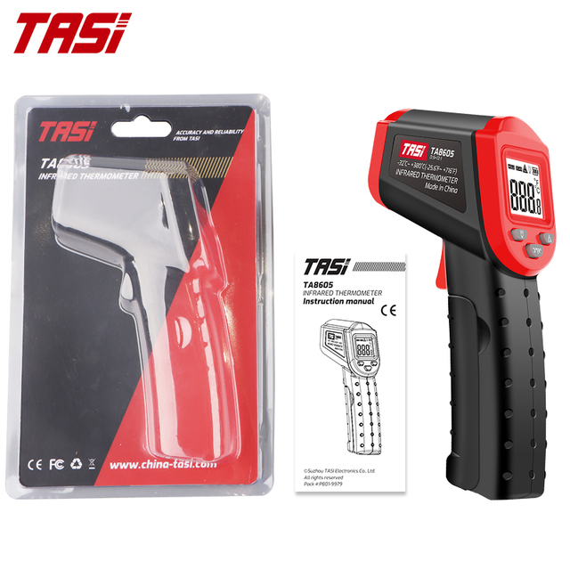 TASI TA601A/B/C Digital Thermometer Infrared Laser Positioning Thermometer VA Color LCD Light Alarm Non Contact Termometro