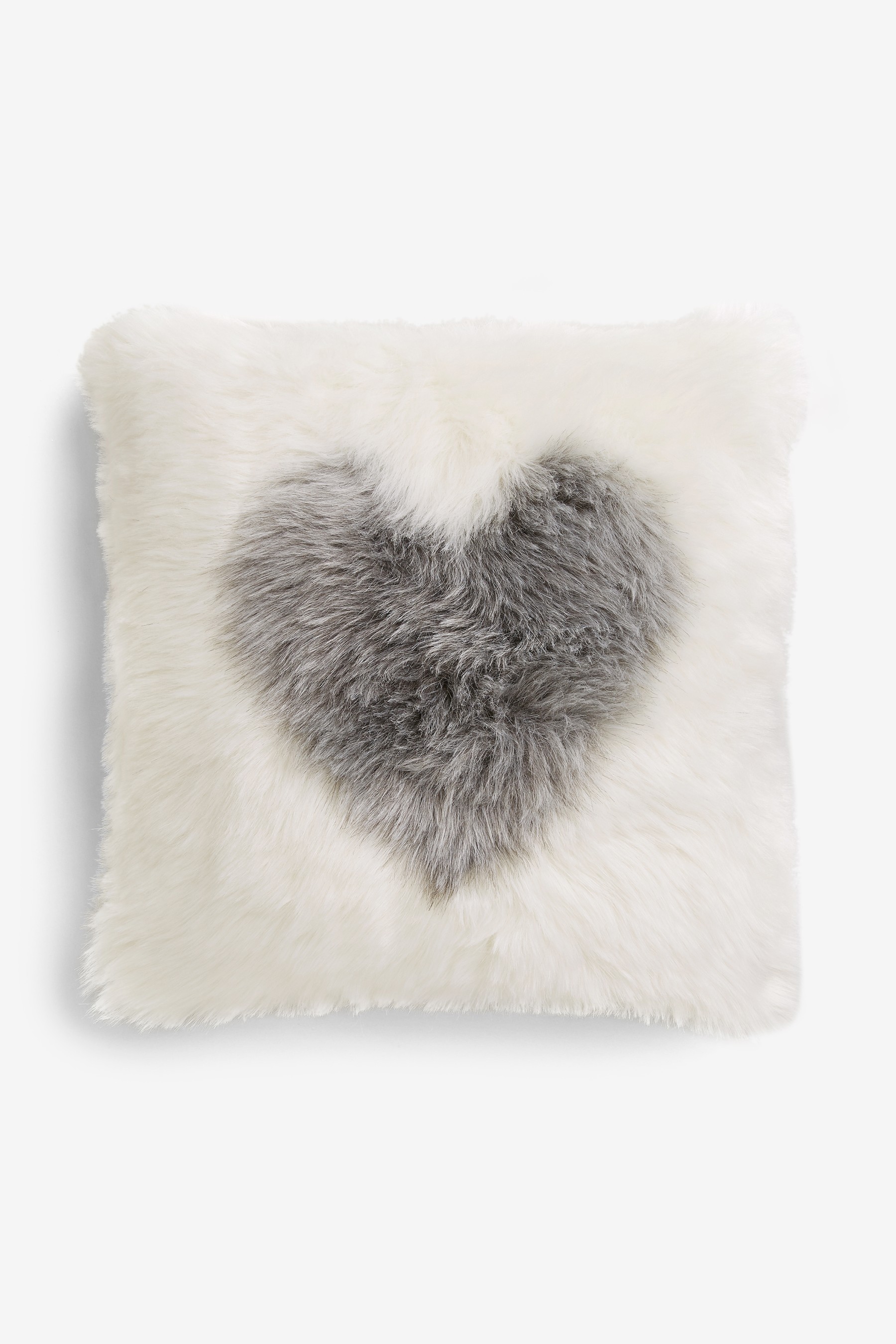 Faux Fur Heart Cushion