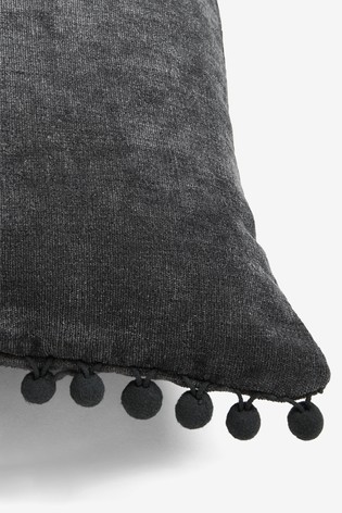 Soft Velour Pom Edge Cushion