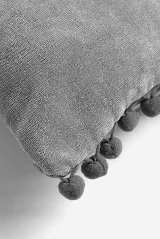 Soft Velour Pom Edge Cushion