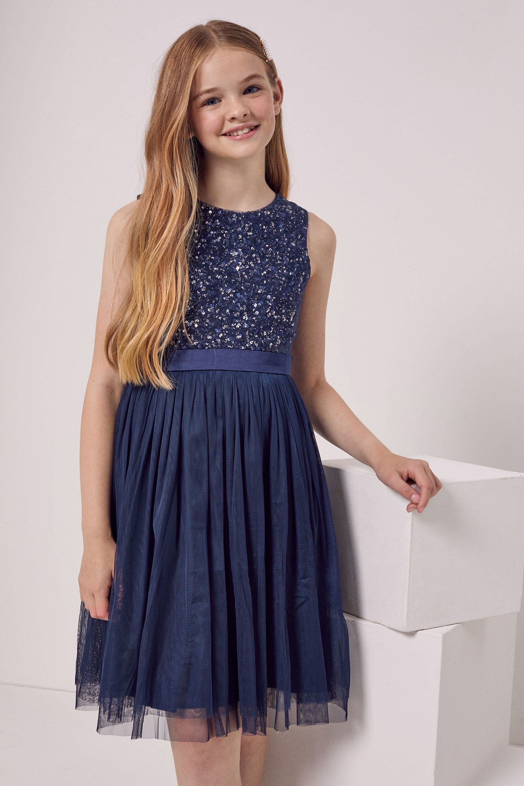 Maya Girl Sleeveless Sequin Tulle Dress