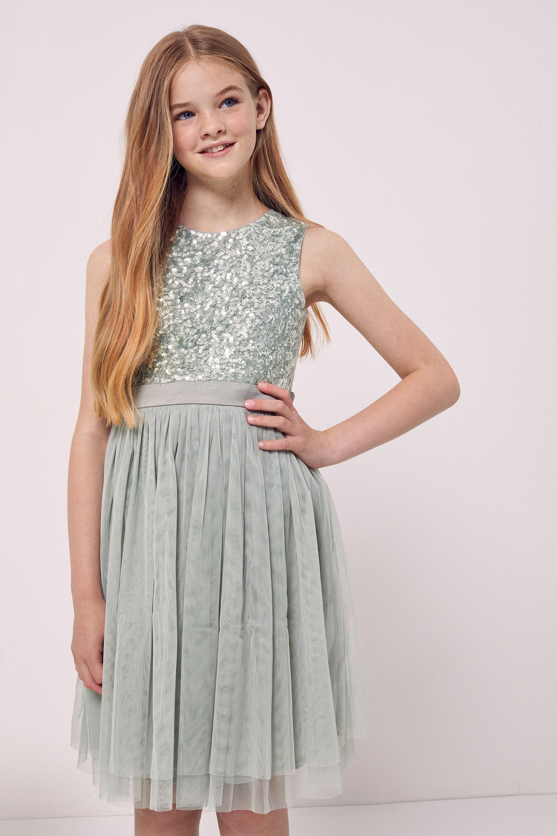 Maya Girl Sleeveless Sequin Tulle Dress