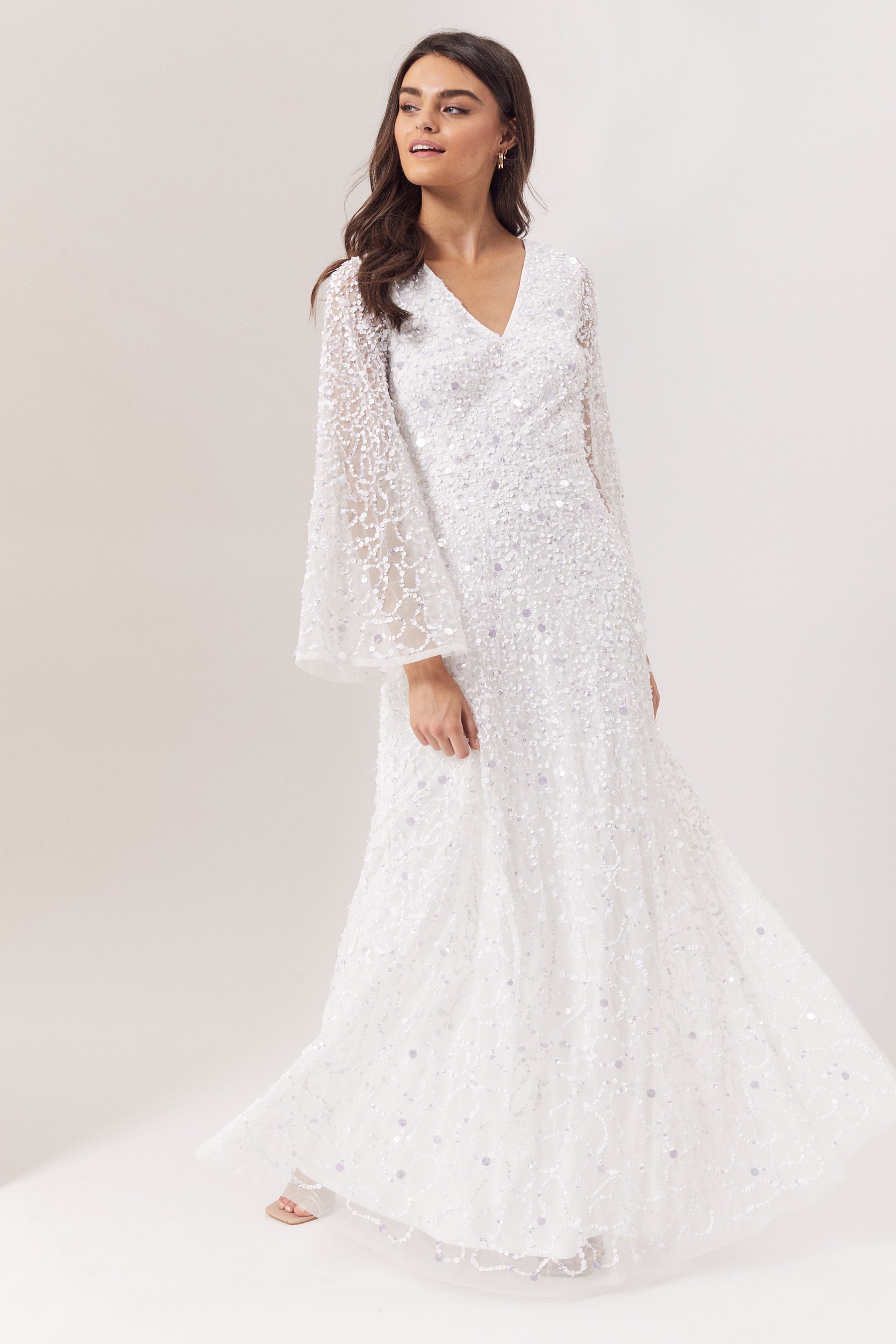 Maya All Over Embellished Cut-Out Back Maxi Wedding Dress