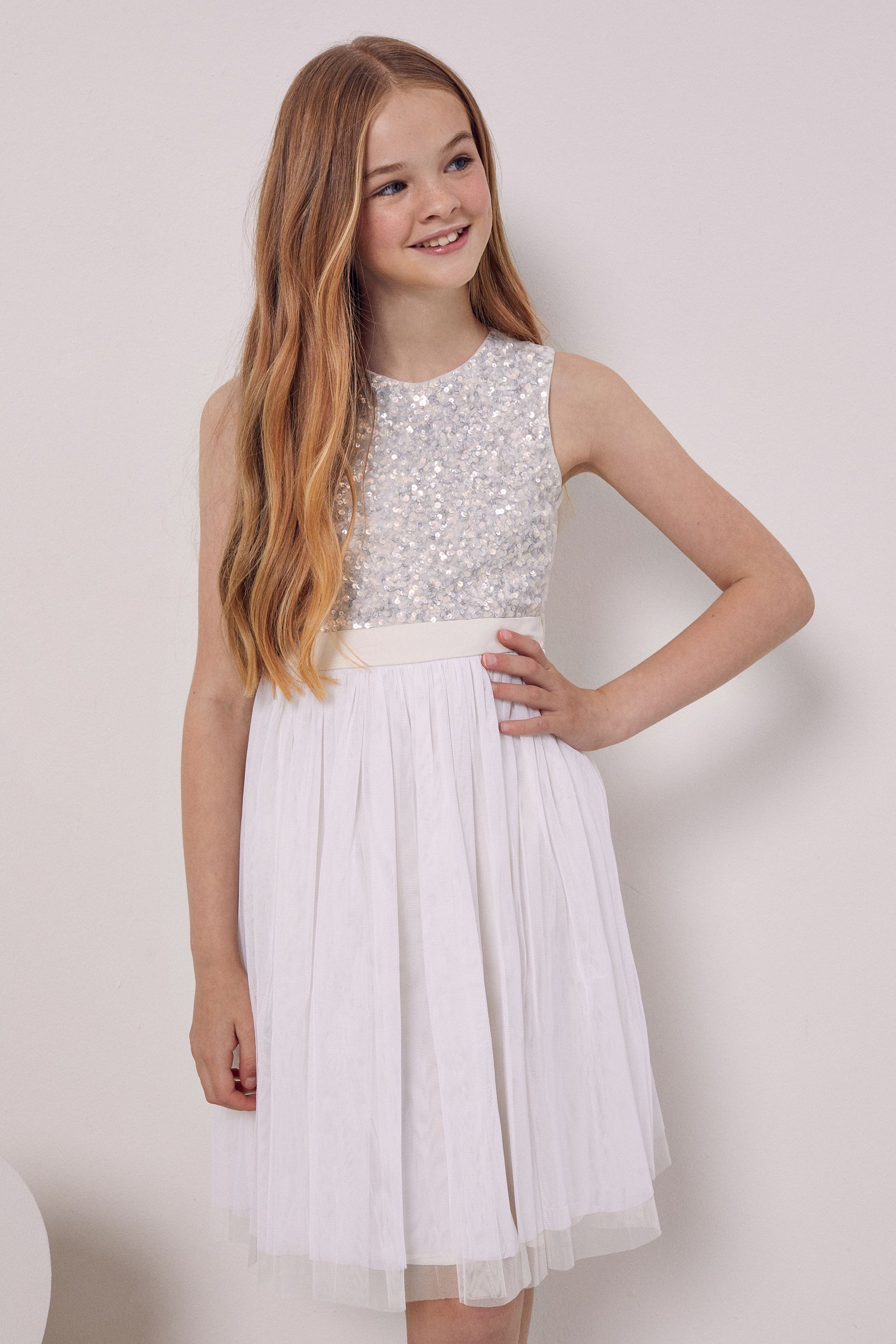 Maya Girl Sleeveless Sequin Tulle Dress