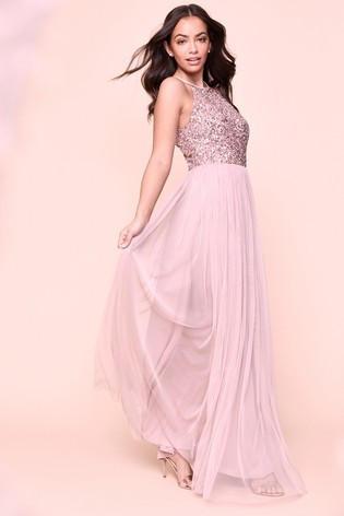 Maya Halterneck Delicate Sequin Maxi Dress Petite