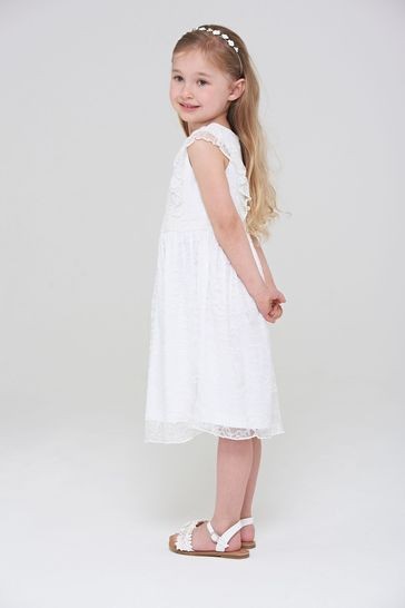 Amelia Rose Childrens White Lace Dress