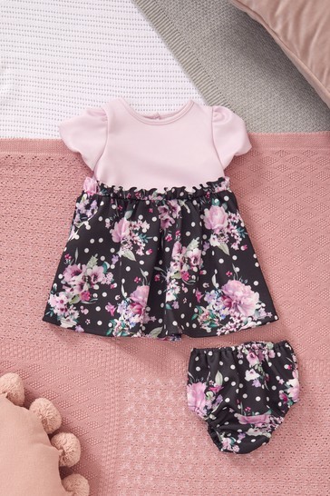 Lipsy Baby Puff Sleeve Dress With Matching Knicker