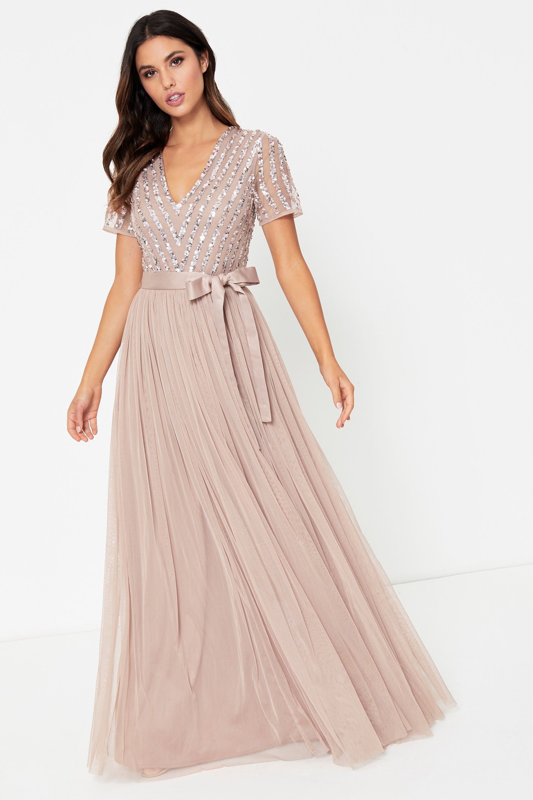 Maya Chevron Sequin Maxi Dress