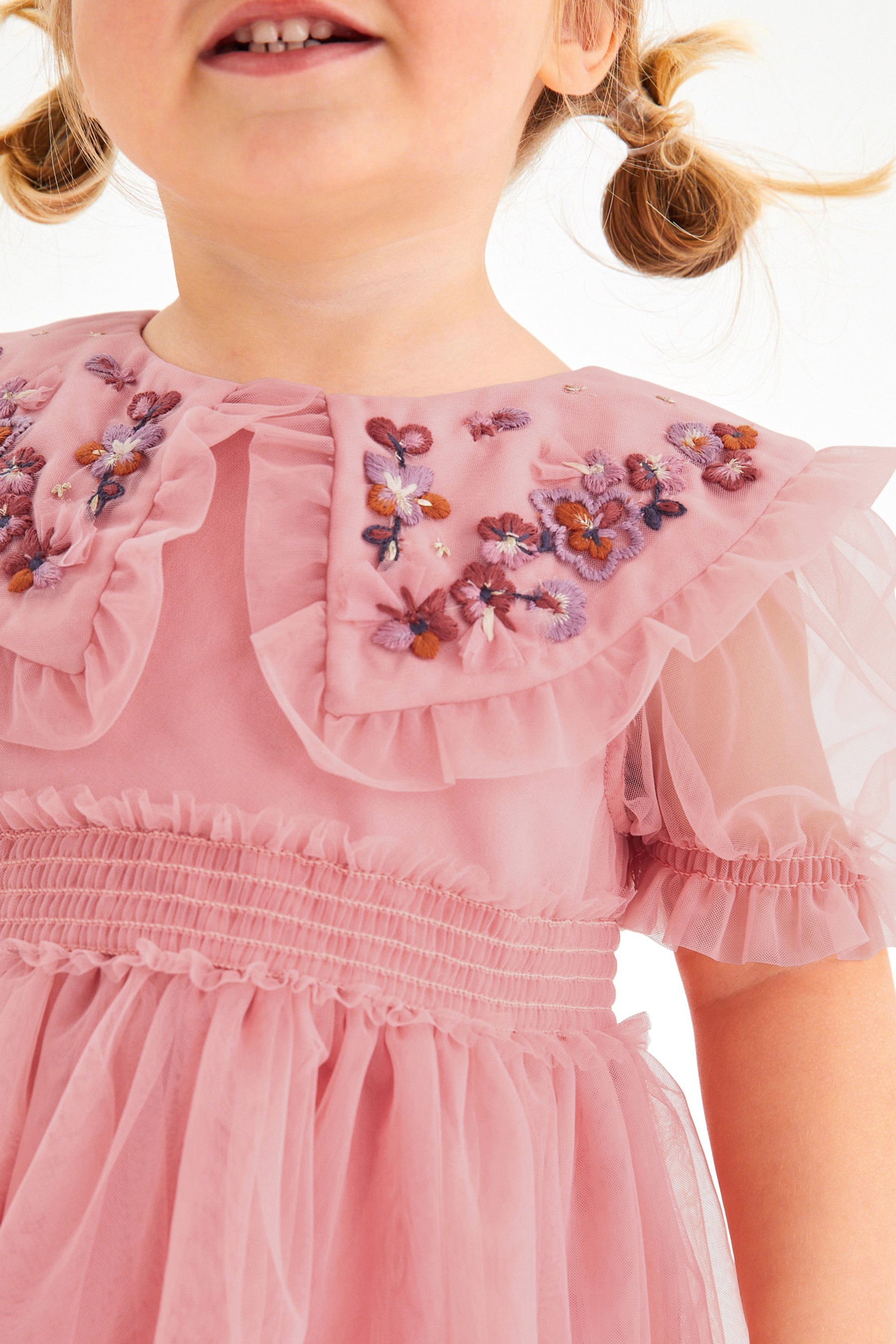 Embellished Mesh Collar Dress (3mths-8yrs)