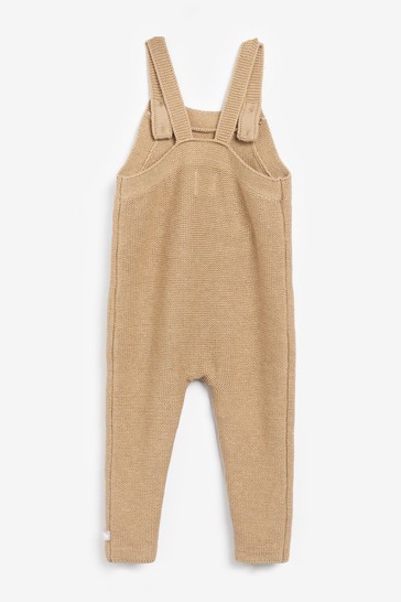 The Little Tailor Caramel Knitted Baby Dungarees