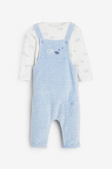 Velour Baby Dungarees And Bodysuit Set (0mths-2yrs)