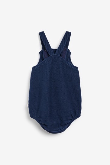 The Little Tailor Navy Knitted Baby Romper Bodysuit