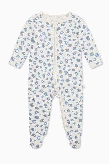 MORI Leopard Organic Cotton Ribbed Clever Zip Sleepsuit