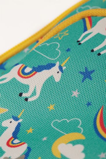 Frugi Aqua Blue Recycled Backpack with Reins Unicorn