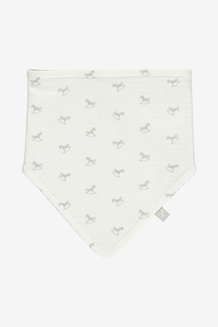 The Little Tailor White Rocking Horse Jersey Bibs Two Pack