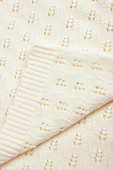 The Little Tailor Cream Pointelle Blanket