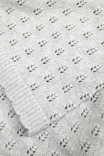 The Little Tailor Grey Pointelle Blanket