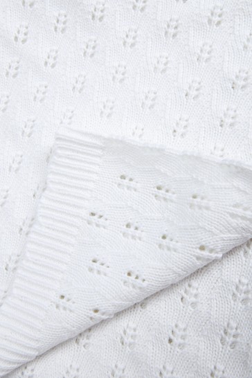 The Little Tailor White Pointelle Blanket