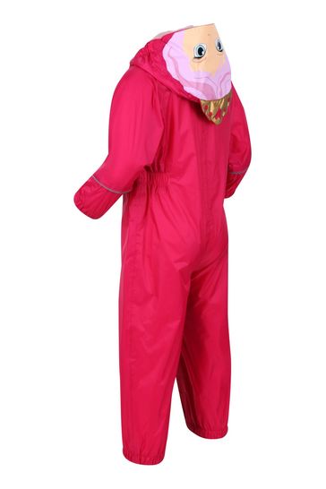 Regatta Pink Charco Waterproof Animal Hooded Puddlesuit