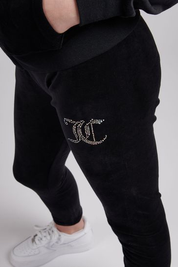 Juicy Couture Black Diamante Velour Leggings