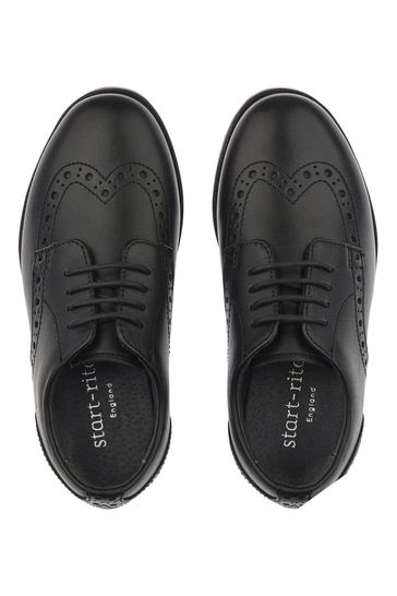 Start-Rite Pri Brogue Lace-up Black Leather School Shoes