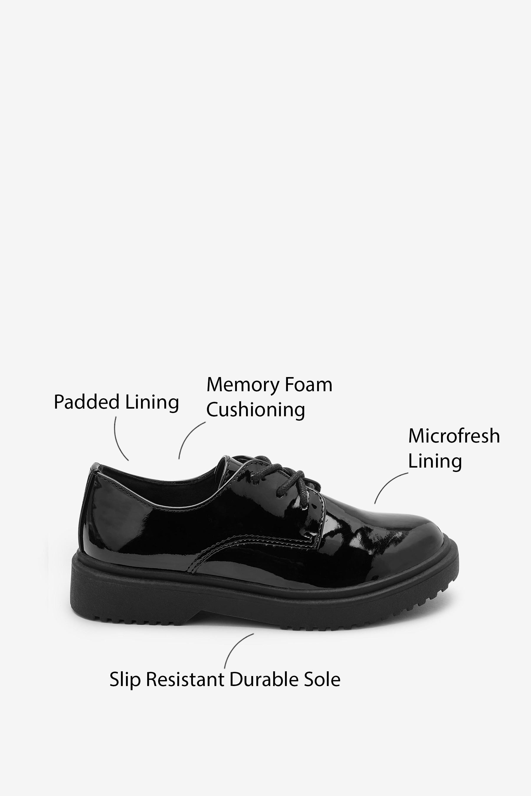 School Chunky Lace-Up Shoes Wide Fit (G)