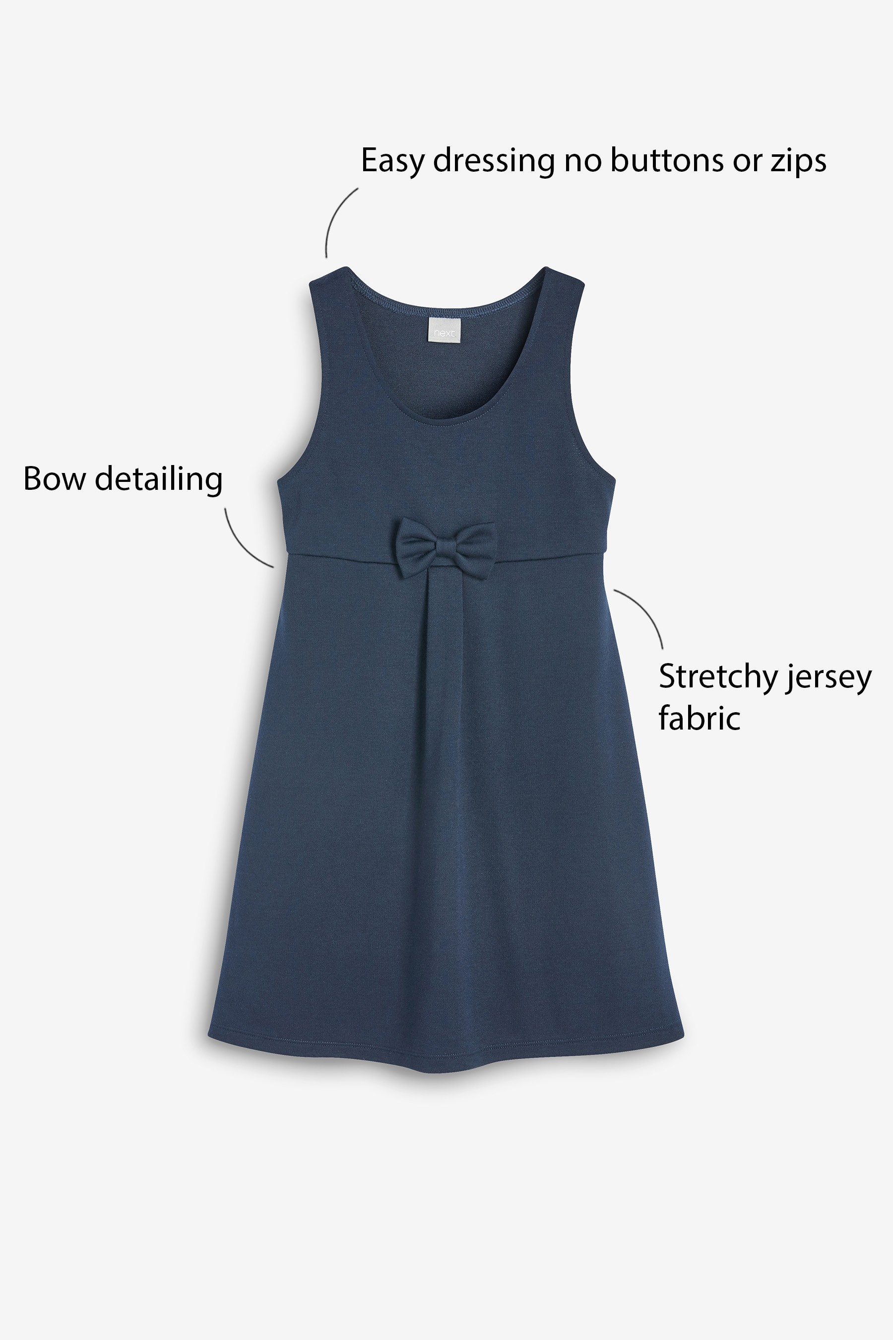 Jersey Bow School Pinafore (3-14yrs)