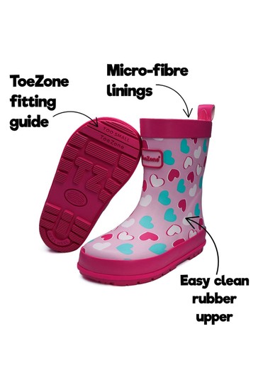 ToeZone الوردي الحب القلب طباعة Wellies