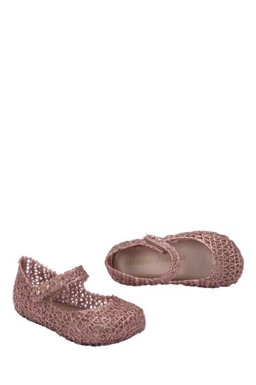 Mini Melissa Baby Nude Campana Papel Glitter Pumps